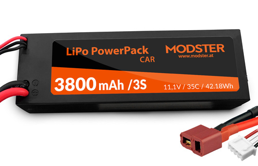 MODSTER LiPo Akku 3S 11,1V 3800 mAh 35C (T-Plug) PowerPack Car Hardcase